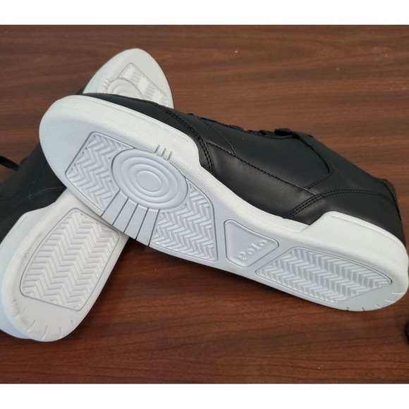 Polo Ralph Lauren‎ Mens Sz 8 CRT LUX lace up leather athletic Sneakers black NEW